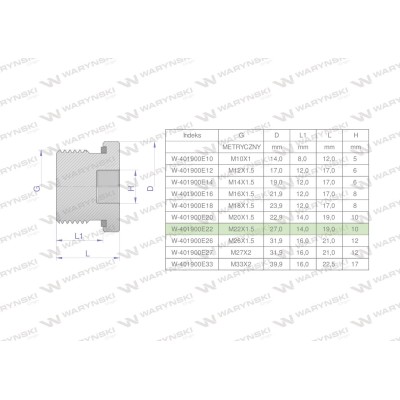 Korek hydrauliczny metryczny (na imbus) 401900E22 | Exvi