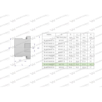 Korek hydrauliczny metryczny (na imbus) 401900E27 | Exvi