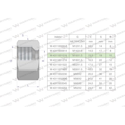 Nakrętka hydrauliczna metryczna (M10L) 4311001016 | Exvi