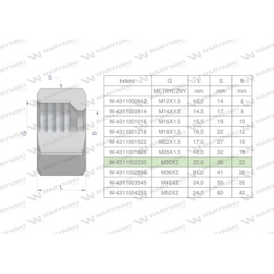 Nakrętka hydrauliczna metryczna (M22L) 4311002230 | Exvi