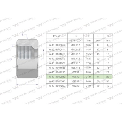 Nakrętka hydrauliczna metryczna (M28L) 4311002836 | Exvi