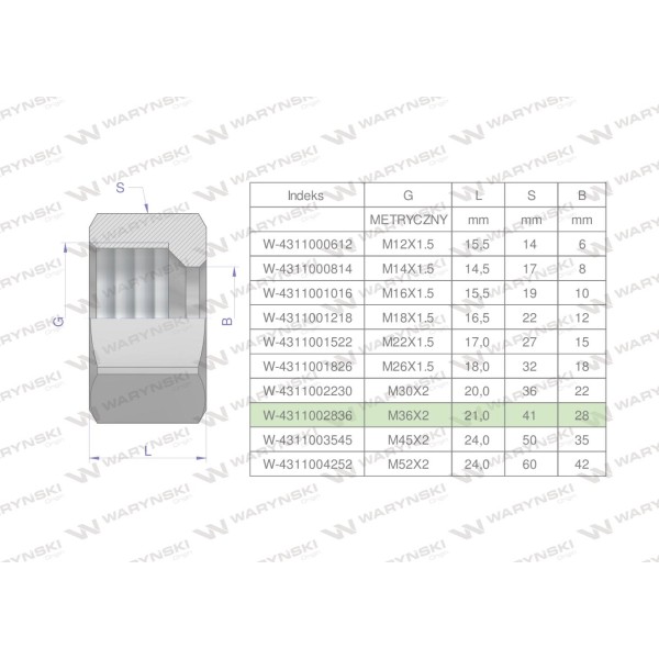 Nakrętka hydrauliczna metryczna (M28L) 4311002836 | Exvi