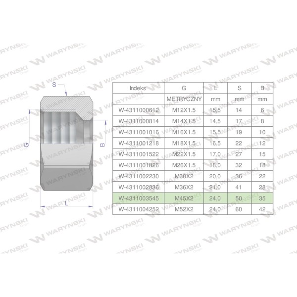 Nakrętka hydrauliczna metryczna (M35L) 4311003545 | Exvi