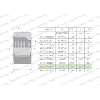 Nakrętka hydrauliczna metryczna (M35L) 4311003545 | Exvi