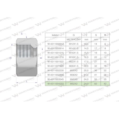 Nakrętka hydrauliczna metryczna (M42L) 4311004252 | Exvi
