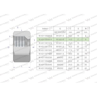 Nakrętka hydrauliczna metryczna (M08L) 4311000814 | Exvi