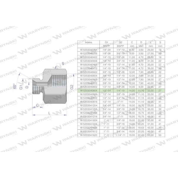 Tulejka różnicowa hydrauliczna calowa AB 5203040804 | Exvi