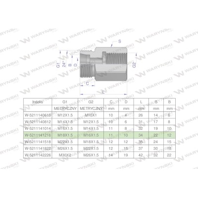 Tulejka różnicowa hydrauliczna metryczna 5211141216 | Exvi