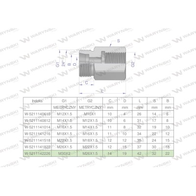 Tulejka różnicowa hydrauliczna metryczna 5211142226 | Exvi