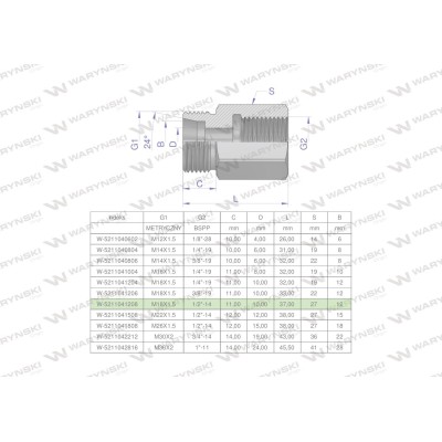 Tulejka różnicowa hydrauliczna AB M18x1.5 5211041208 | Exvi