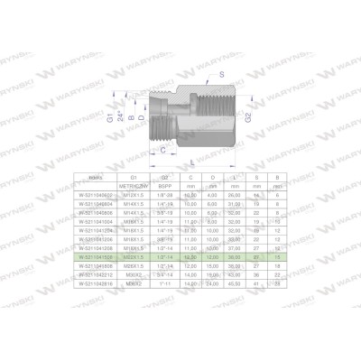 Tulejka różnicowa hydrauliczna AB M22x1.5 5211041508 | Exvi