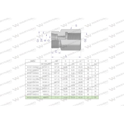 Tulejka różnicowa hydrauliczna AB M36x2 5211042816 | Exvi
