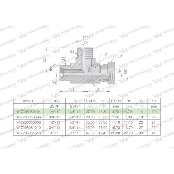 Trójnik hydrauliczny niesymetryczny 7205050404 | Exvi