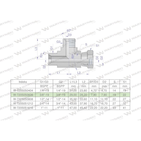 Trójnik hydrauliczny niesymetryczny 7205050606 | Exvi