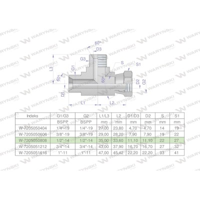 Trójnik hydrauliczny niesymetryczny 7205050808 | Exvi