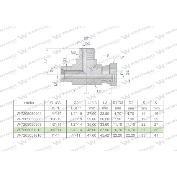 Trójnik hydrauliczny niesymetryczny 7205051212 | Exvi