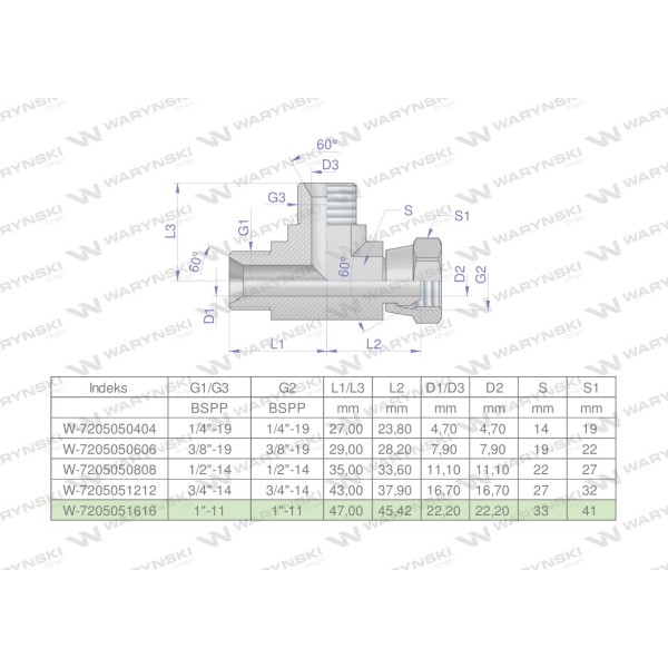 Trójnik hydrauliczny niesymetryczny 7205051616 | Exvi