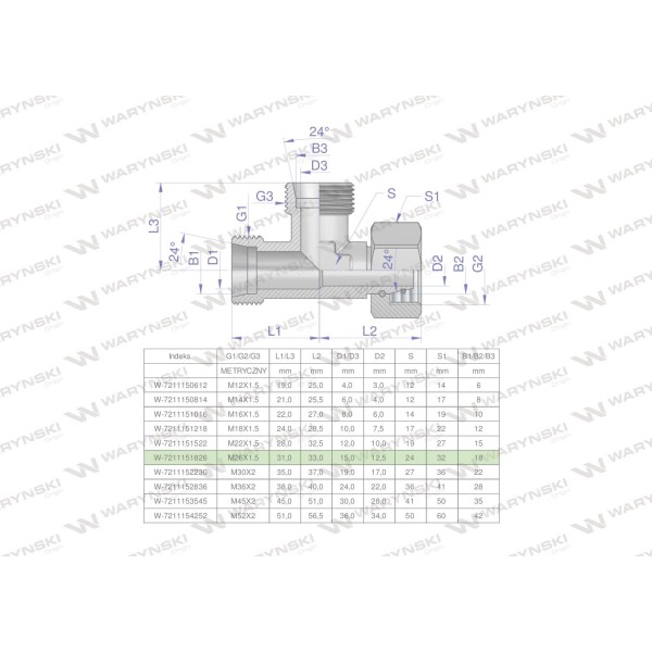 Trójnik hydrauliczny niesymetryczny 7211151826 | Exvi