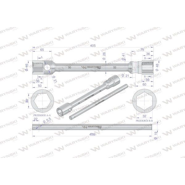 Klucz krzyżakowy do kół 30 x 32mm WMK066 | Exvi