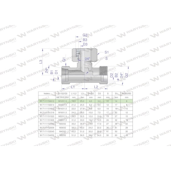Trójnik hydrauliczny symetryczny 7111150612 | Exvi
