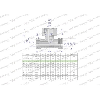Trójnik hydrauliczny symetryczny 7111150814 | Exvi