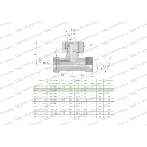 Trójnik hydrauliczny symetryczny 7111150814 | Exvi