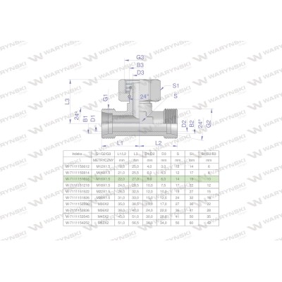 Trójnik hydrauliczny symetryczny 7111151016 | Exvi