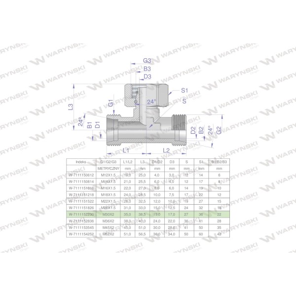 Trójnik hydrauliczny symetryczny 7111152230 | Exvi
