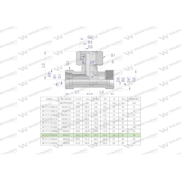 Trójnik hydrauliczny symetryczny 7111152836 | Exvi