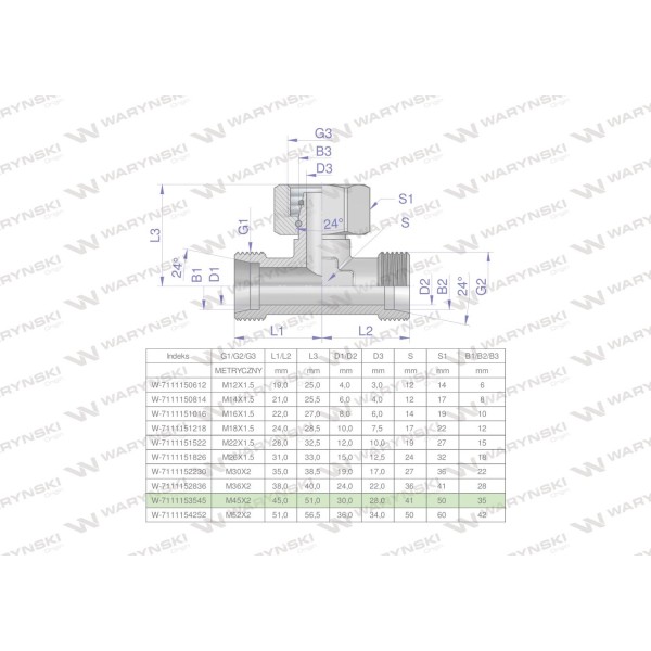 Trójnik hydrauliczny symetryczny 7111153545 | Exvi
