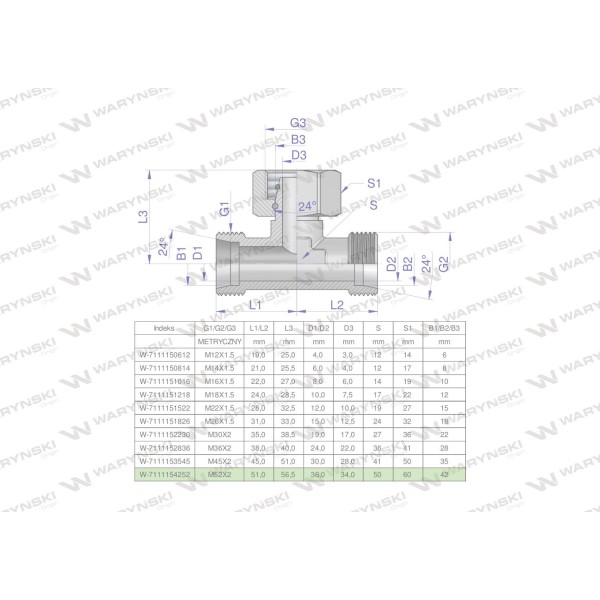 Trójnik hydrauliczny symetryczny 7111154252 | Exvi