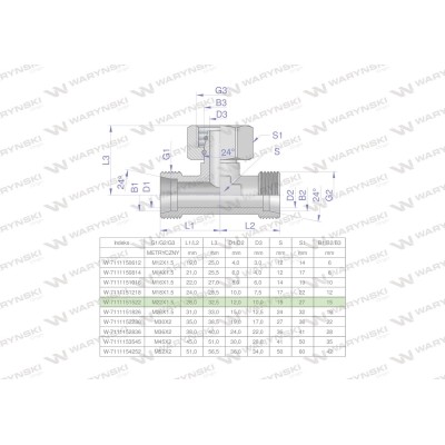 Trójnik hydrauliczny symetryczny 7111151522 | Exvi