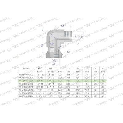 Kolanko hydrauliczne calowe AB 3/8" BSP 5805050606 | Exvi