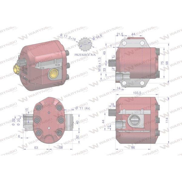 Pompa hydrauliczna podnośnika wzmocniona 46546310W | Exvi