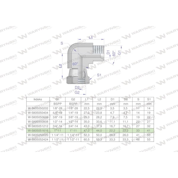 Kolanko hydrauliczne calowe AB 1" BSP 5805051616 | Exvi