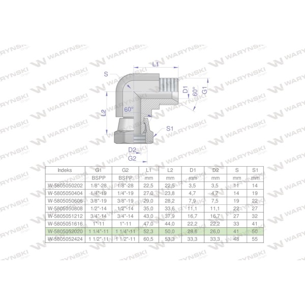 Kolanko hydrauliczne calowe AB 1 1/4" BSP 5805052020 | Exvi