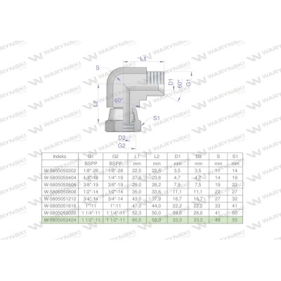 Kolanko hydrauliczne calowe AB 1 1/2" BSP 5805052424 | Exvi