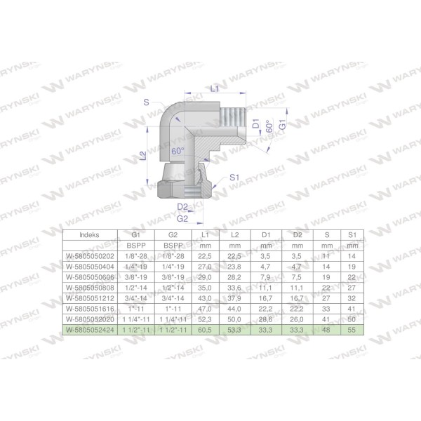 Kolanko hydrauliczne calowe AB 1 1/2" BSP 5805052424 | Exvi