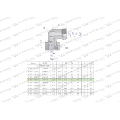 Kolanko hydrauliczne metryczne AB M22x1.5 5811151522 | Exvi