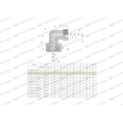 Kolanko hydrauliczne metryczne AB M14x1.5 5811150814 | Exvi