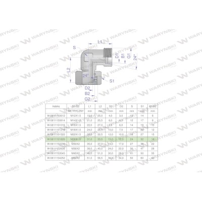 Kolanko hydrauliczne metryczne AB M26x1.5 5811151826 | Exvi