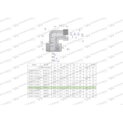 Kolanko hydrauliczne metryczne AB M30x2 5811152230 | Exvi