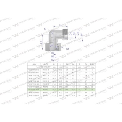 Kolanko hydrauliczne metryczne AB M36x2 5811152836 | Exvi