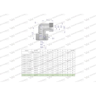 Kolanko hydrauliczne metryczne AB M52x2 5811154252 | Exvi