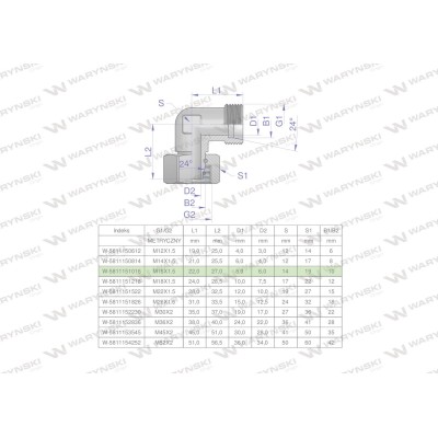 Kolanko hydrauliczne metryczne AB M16x1.5 5811151016 | Exvi