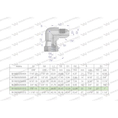 Kolanko hydrauliczne calowe AB 7/8" UNF 5825251010 | Exvi