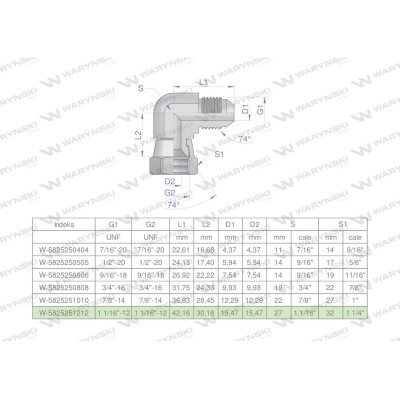 Kolanko hydrauliczne calowe AB 1 1/16" 5825251212 | Exvi