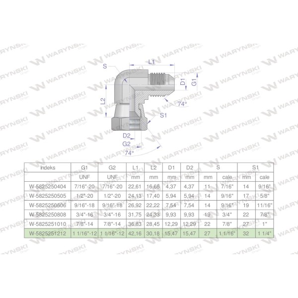 Kolanko hydrauliczne calowe AB 1 1/16" 5825251212 | Exvi