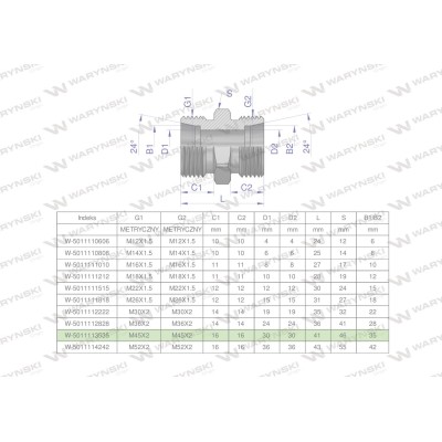 Złączka hydrauliczna metryczna BB M45x2 5011113535 | Exvi