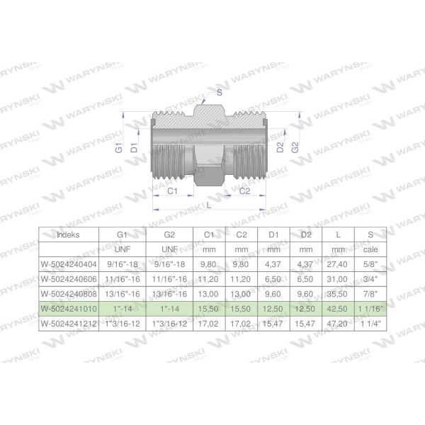 Złączka hydrauliczna calowa BB 1" ORFS 5024241010 | Exvi
